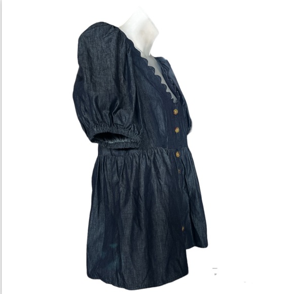 Kika Vargas x Target Women’s Dark Chambray Button Up Baby Doll Puff Sleeve Top M - Picture 4 of 11
